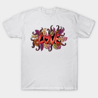 Love word with floral decoration T-Shirt